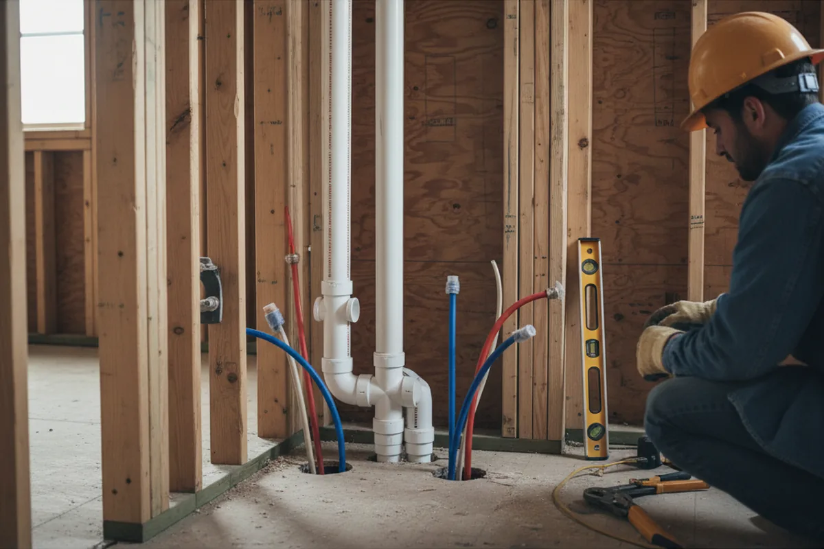 Drain and supply rough-in during Toilet Repair and Installation in Okemos