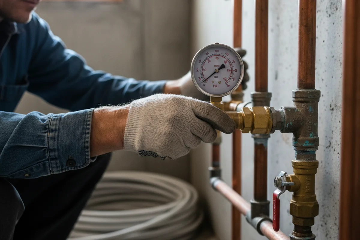 Pressure testing a repaired line during Water Line Repair in Okemos